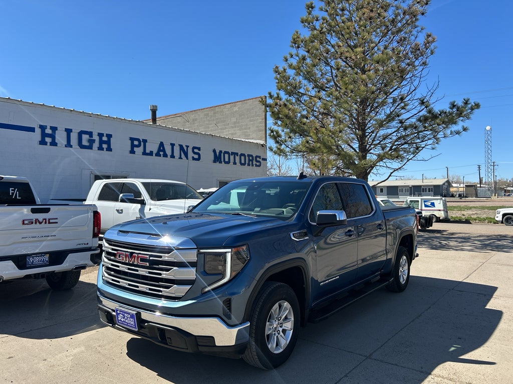 2024 GMC Sierra 1500 SLE in Downpour Metallic — front three-quarter view